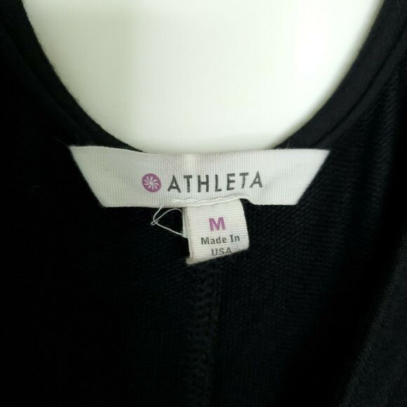 Athleta Crossback Sweatshirt Dress M Black Short Sleeve Side Slits Modal - Picture 9 of 11